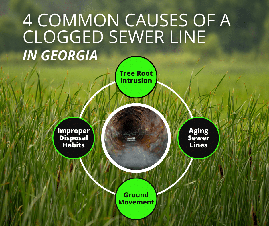 common causes of a clogged sewer line